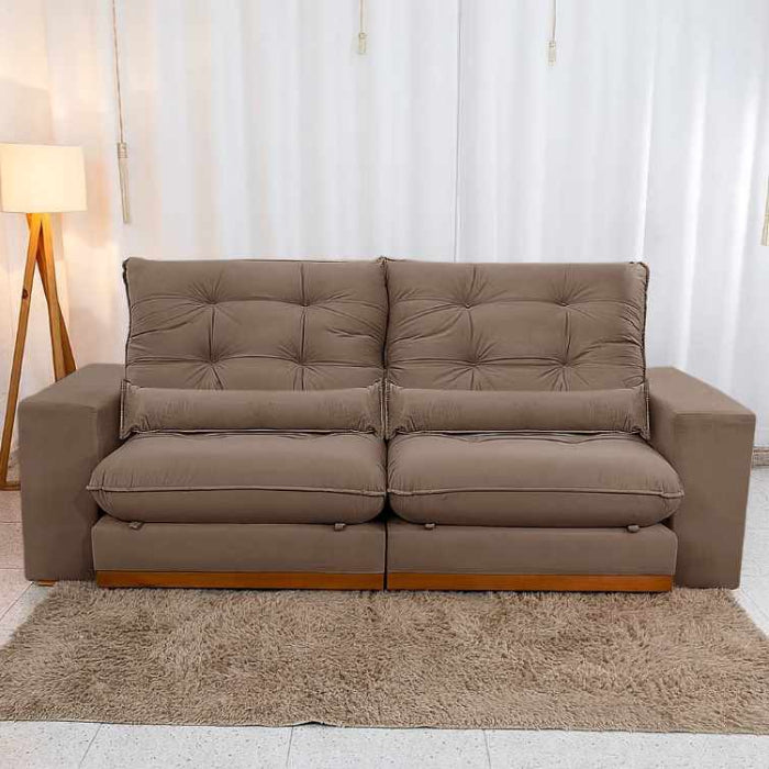Estofado Retratil Reclinavel Toronto 230 Veludo Suede Capuccino EN
