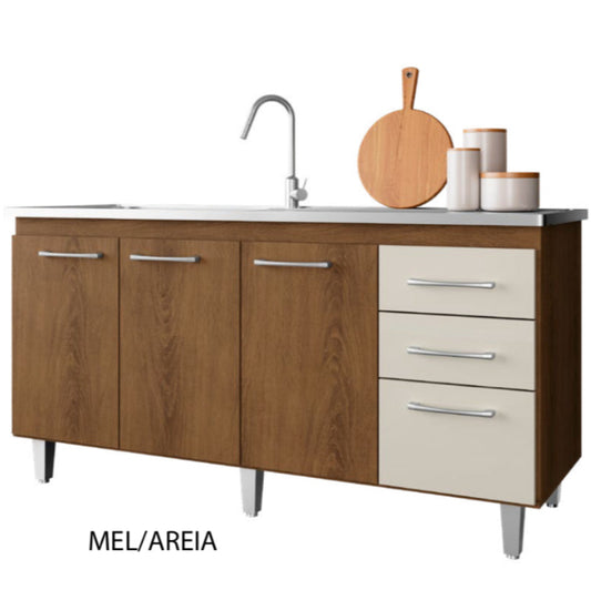Balcão Pia Fraça 1,58 cm - SEM TAMPO - Mel/Areia
