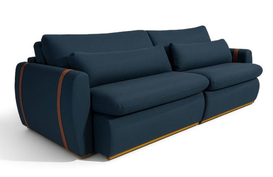 Sofa Cama Retratil Reclinavel Zeus.Theo 230 Linho Azul Marinho EN