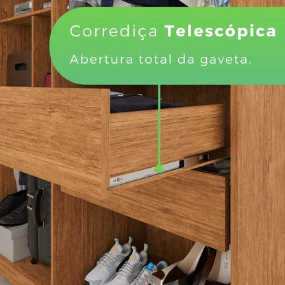 Roupeiro Potenza 100% MDF - 6 Portas - 2,75 cm - Cinamomo/Off White L