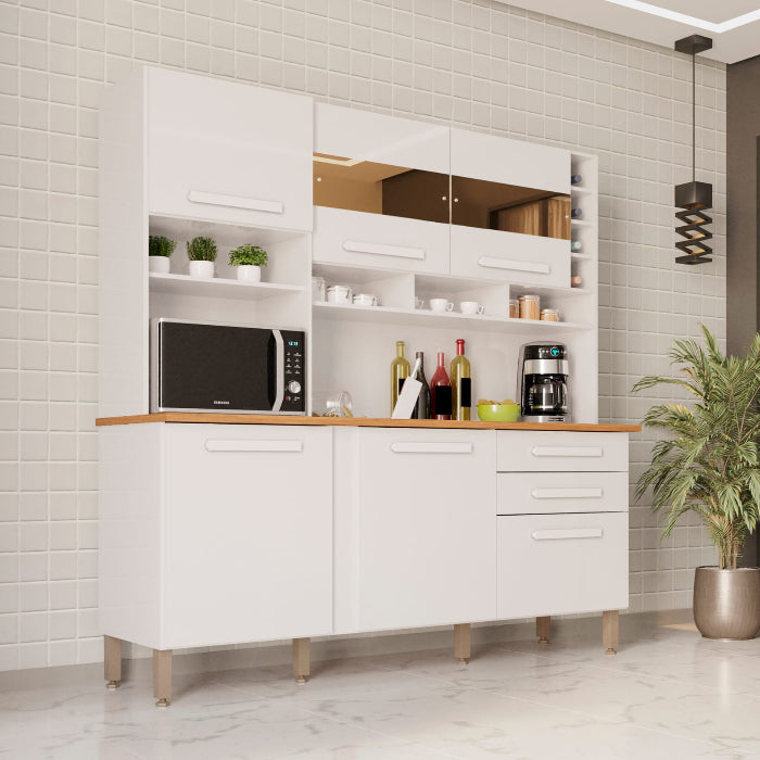 Armário de Cozinha Alexia - Com Espelho - Branco EN