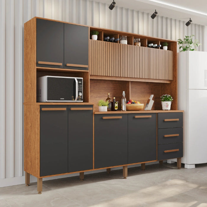 Kit Cozinha Angelina Prime Frisada Cinamomo.Grafite EN