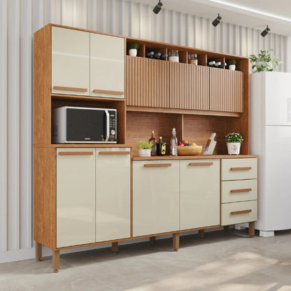 Kit Cozinha Angelina Prime Frisada Cinamomo.Off White EN