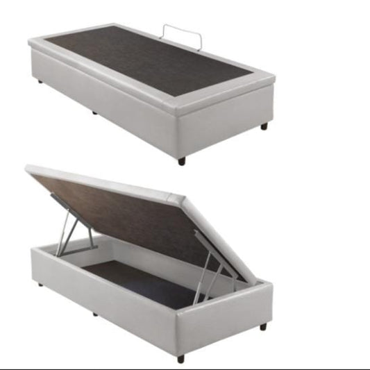 Base Bau Solteirao 110x188x40 Corino Branco EN