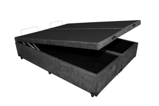 Base Bau Queen Bipartida Suede Preto EN