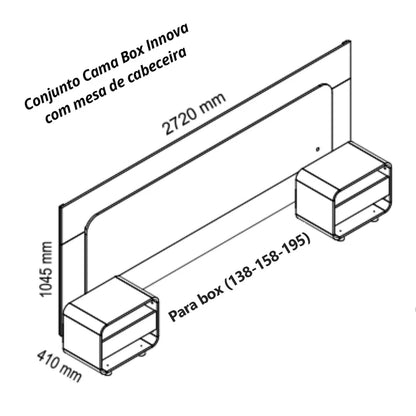 Cabeceira Box Innova Casal + 2 Mesas de Cabeceira - Off White EN