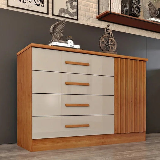 Cômoda Barcelona RIPADO - Cinamomo/Off White EN