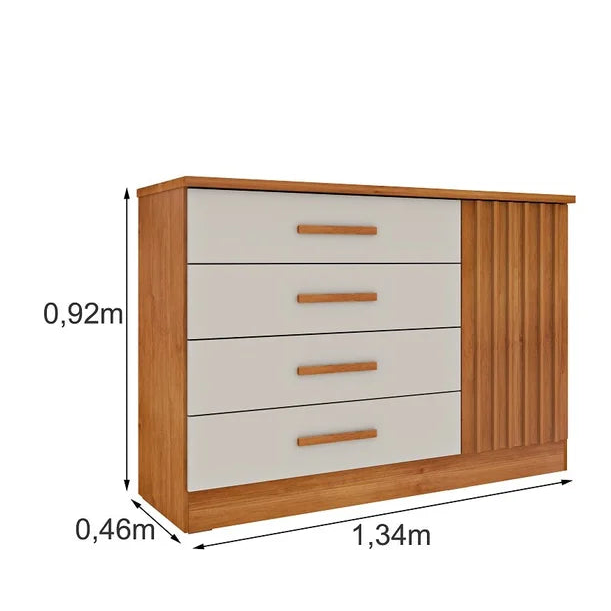 Cômoda Barcelona RIPADO - Cinamomo/Off White EN
