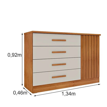 Cômoda Barcelona RIPADO - Cinamomo/Off White EN