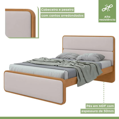 Cama Loop 100% MDF (Casal 1,38cm) - Bege/Amêndoa   L