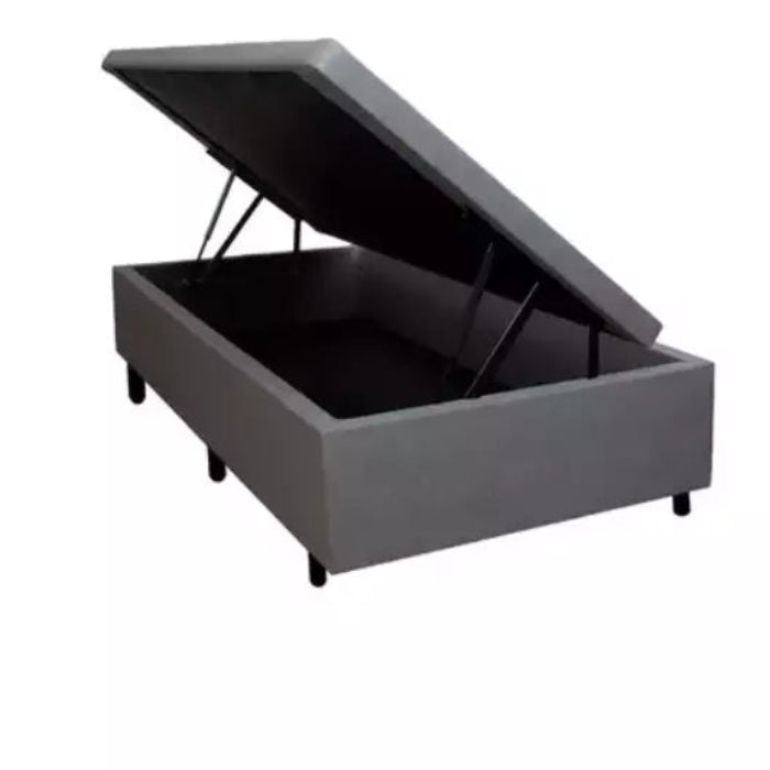 Base Bau Solteirao 110x188x40 Corino Cinza EN