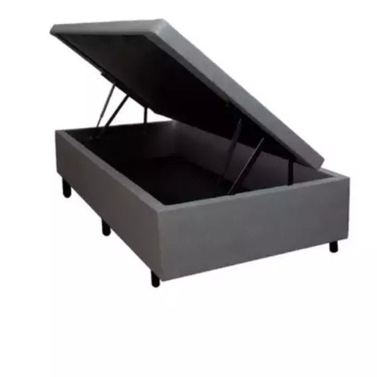 Base Bau Solteirao 110x188x40 Corino Cinza EN