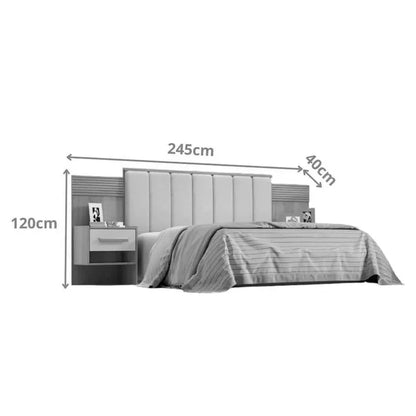 Cabeceira Casal Iris CastanhoOff/White com Detalhe Ripado EN