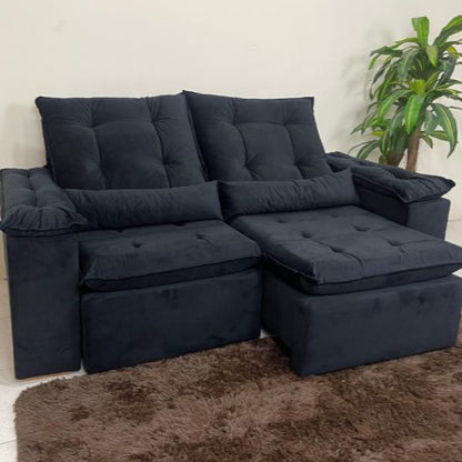 Sofá Retrátil Reclinável Atenas 2.00m - Preto E