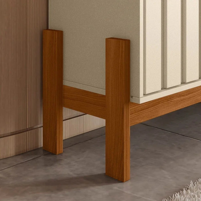 Rack Bancada New Aurora 1,88 cm 75" - Pérola Metaliz/Cinamomo Mel EN