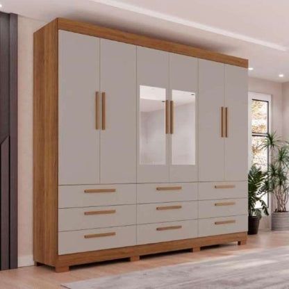 Roupeiro Dinamarca com Pes e Espelhos Cinamomo.Off White  EN