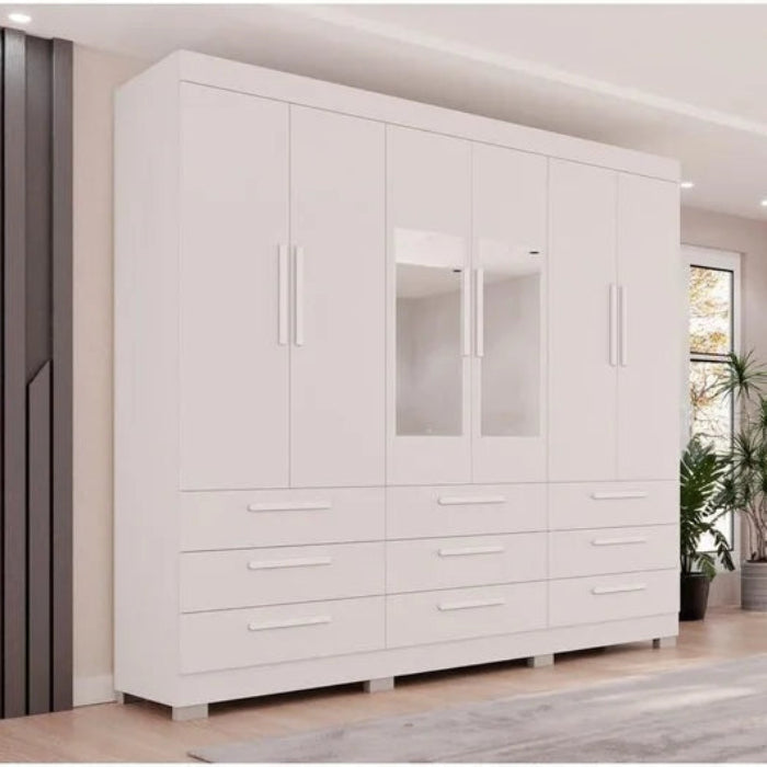 Roupeiro Dinamarca com Pes e Espelhos Branco EN