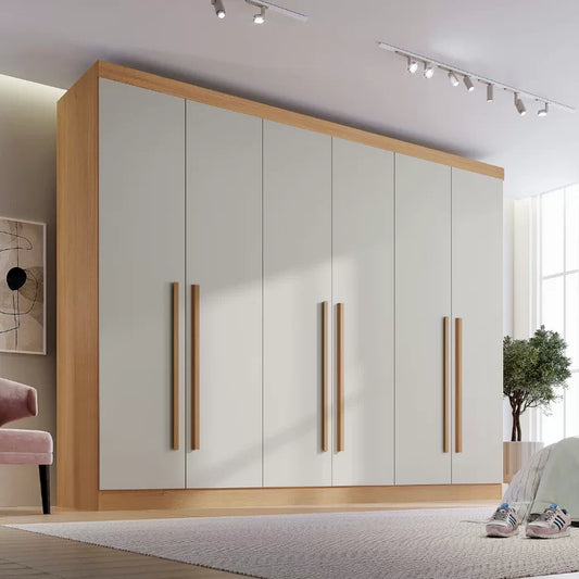 Roupeiro Da Vinci Plus 100% MDF - 6 Portas - 2,75 cm - Cinamomo/Off White  L