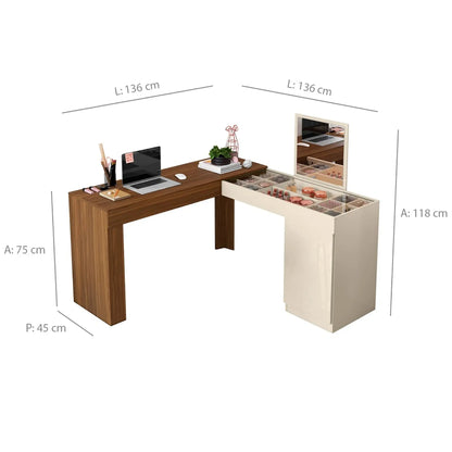 Escrivaninha Penteadeira Canto Star Freijo Off White EN