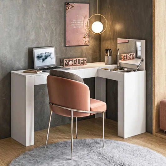 Escrivaninha Penteadeira Jade Branco Fosco EN