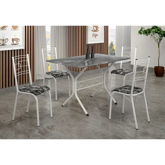 Conjunto de Mesa Paraty Martelado Tmp Indiana Preto C/4 Cds BRANCA EN