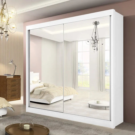 Roupeiro Las Vegas 100% MDF -  2 Portas Espelhadas - Branco  L