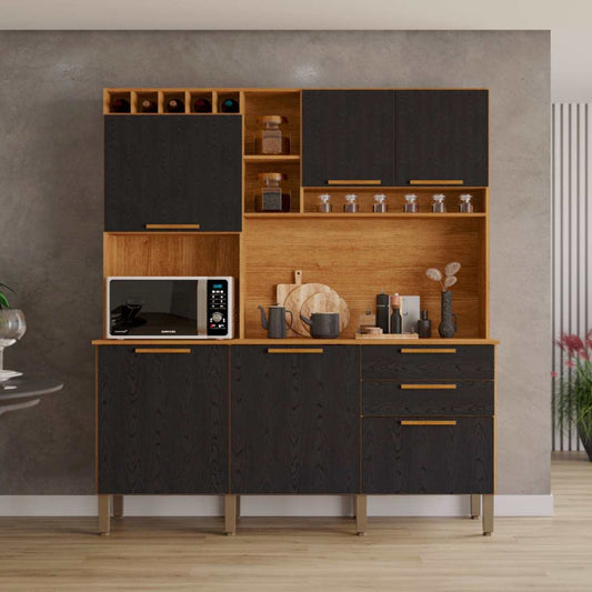 Kit Cozinha New Topazio 6P2G Cinamomo.Preto EN