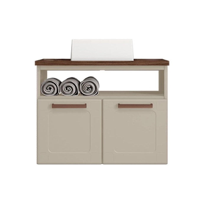 Balcao Aço Duplo Baixo Nicho Supeiror com Cuba Natura Areia/Nogueira EN