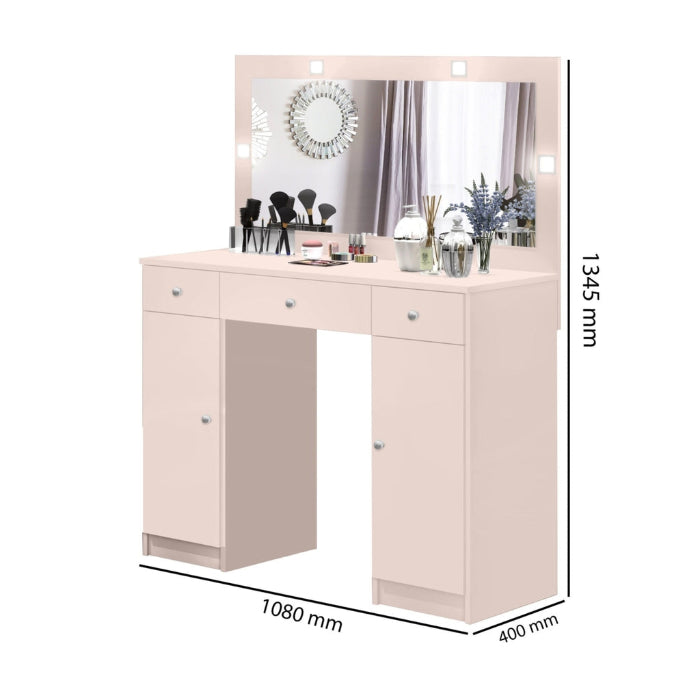 Penteadeira Realeza com Espelho e LEDs Rose EN