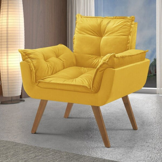 Poltrona Jamile Veludo Suede Amarelo EN