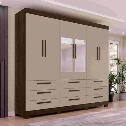 Roupeiro Dinamarca com Pes e Espelhos Savana.Off White EN