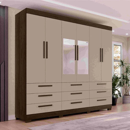 Roupeiro Dinamarca com Pes e Espelhos Savana.Off White EN