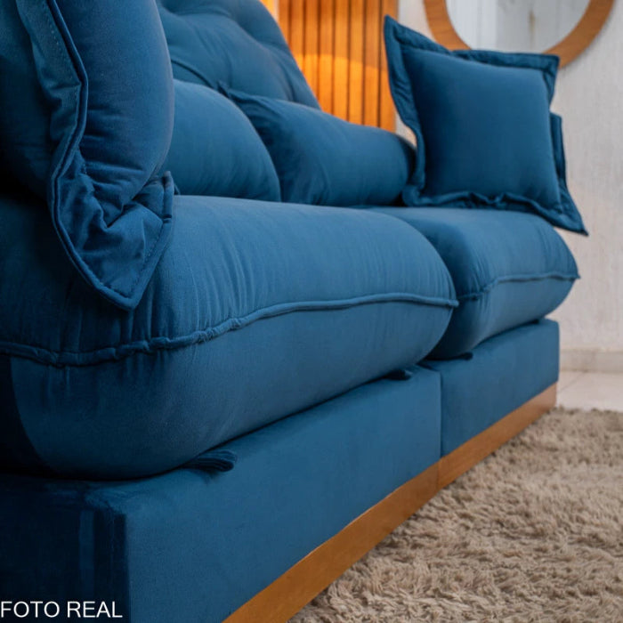 Estofado Retratil Reclinavel Toronto 230 Veludo Suede Azul EN