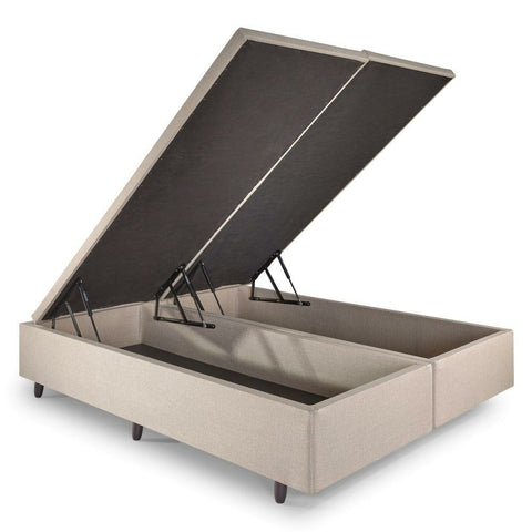 Base Bau Casal Bipartida Suede Bege EN