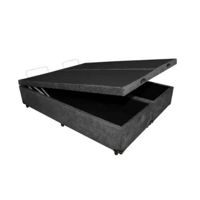 Base Bau King Bipartida Suede Preto EN