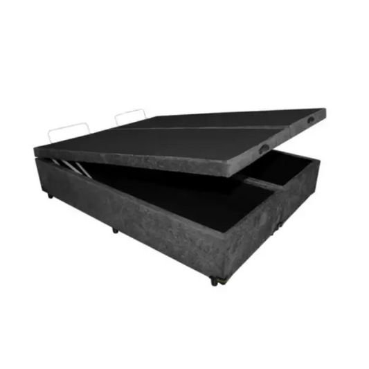 Base Bau King Bipartida Suede Preto EN