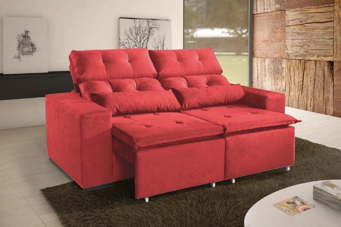 Sofa Retratil Recl Uba 2m Vel Vermelho EN